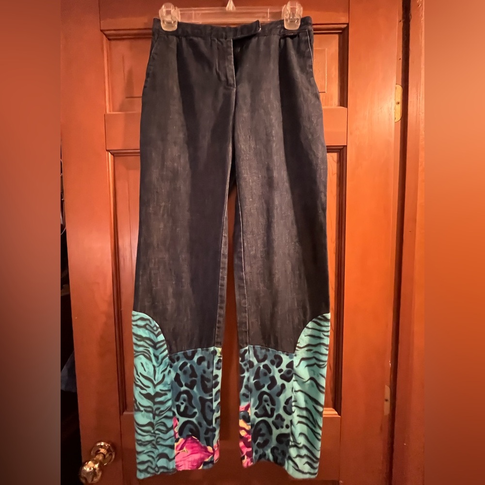 VERSACE Vintage Animal print denim woman’s jeans.